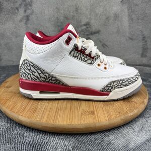 Nike Air Jordan 3 Retro Cardinal Red Shoes Youth Size 5Y White Red 398614-126
